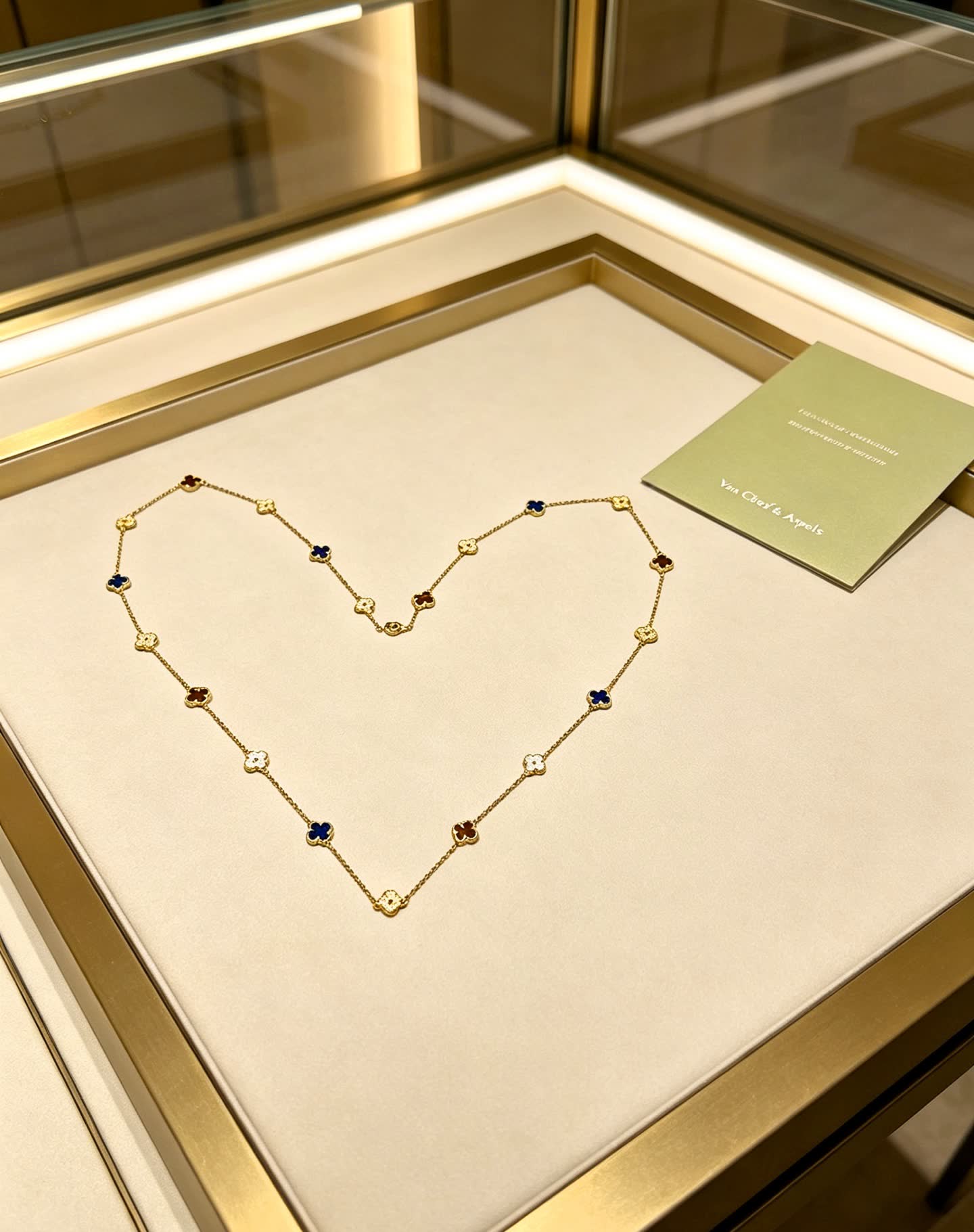Van Cleef & Arpels Vintage Alhambra Yellow Gold Enamel Necklace